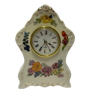 Avon Floral Porcelain Mantel Clock • Vintage Romantic Flowers • Gift Collection